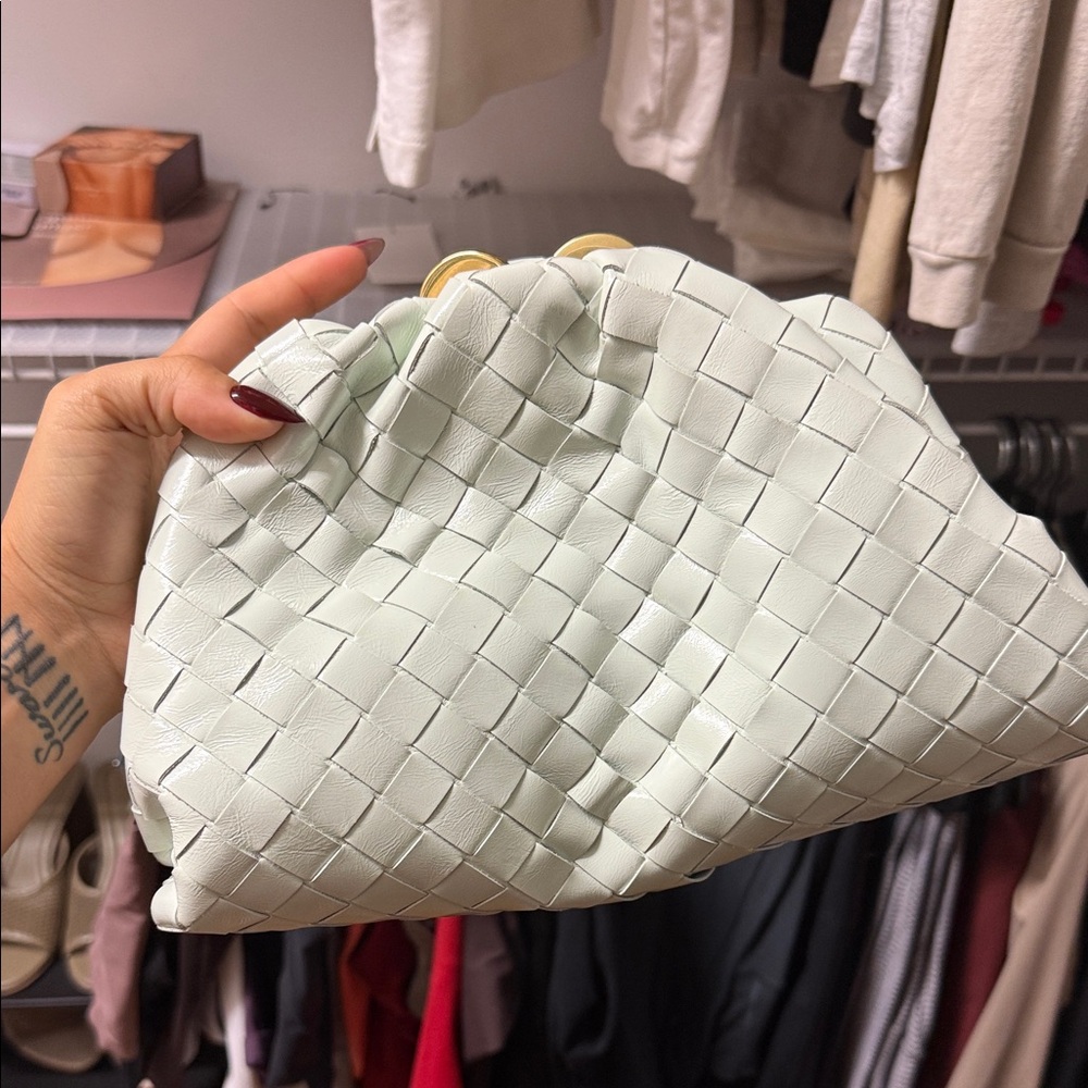 Bottega Veneta Light Green Woven Clutch